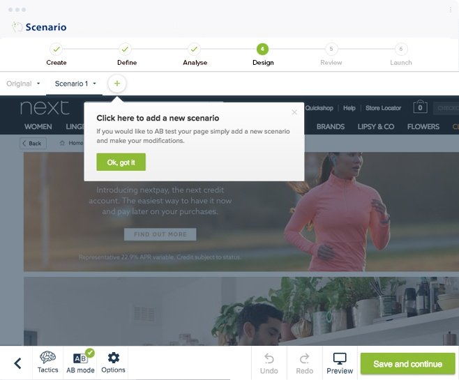 screen from Scenario App showing the dashboard