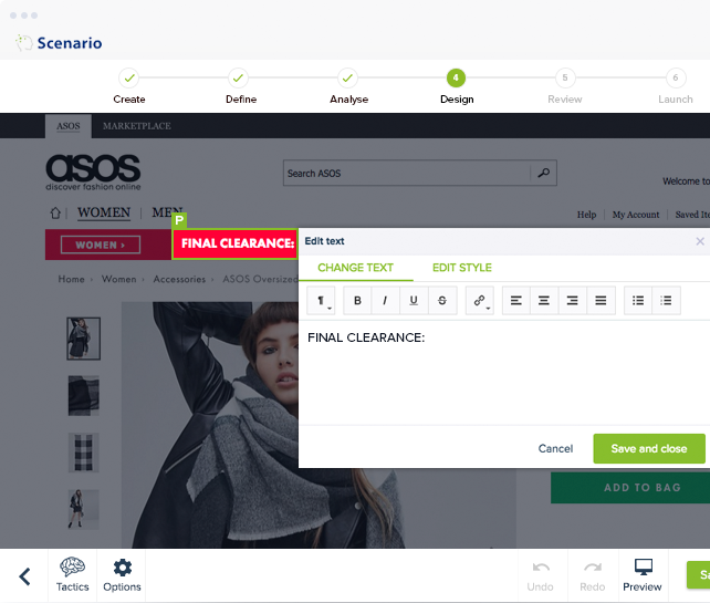 screen from Scenario App showing the dashboard