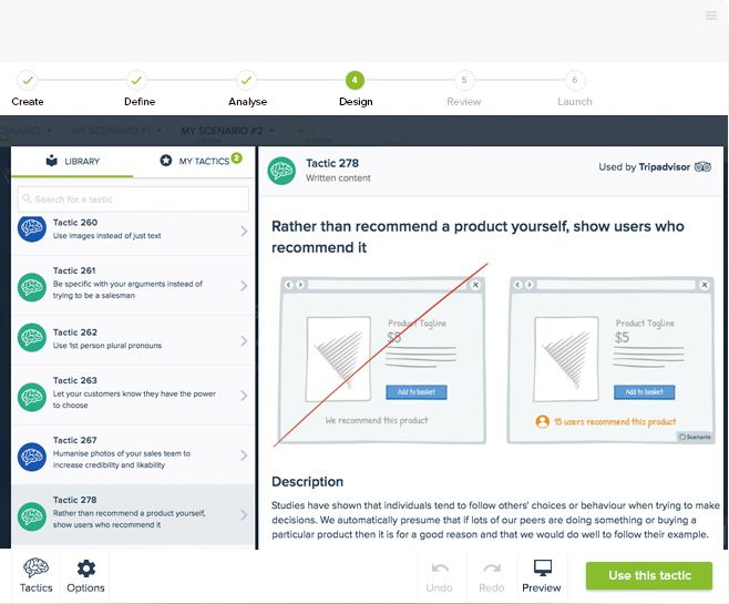 screen from Scenario App showing the dashboard