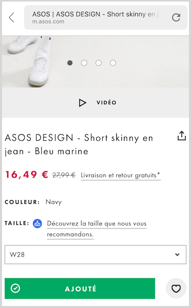boutons call-to-action showroomprive Asos apres