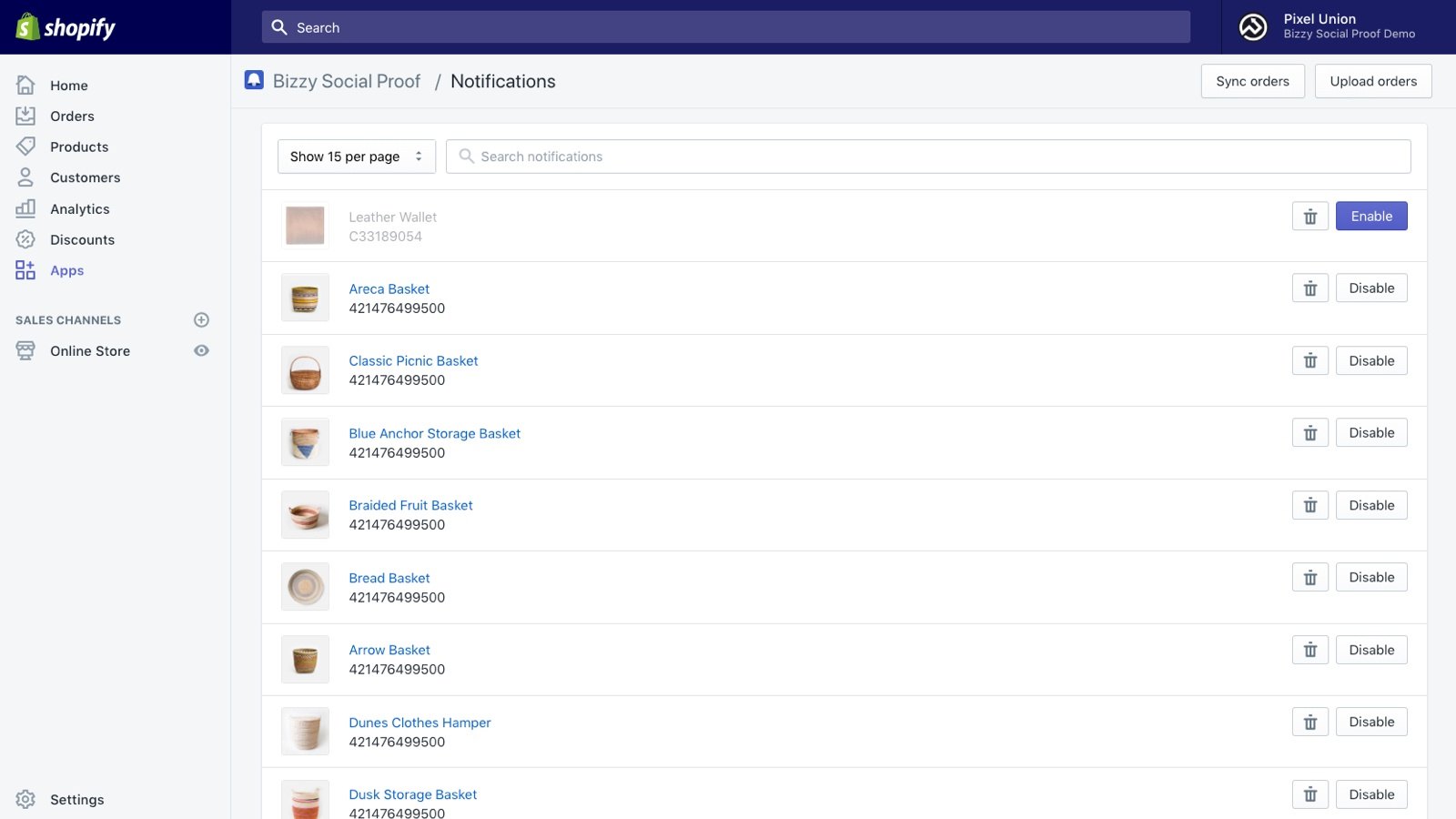 application taux conversion shopify bizzy