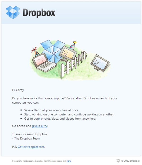 Emailing Personnalisation Newsletter - Dropbox