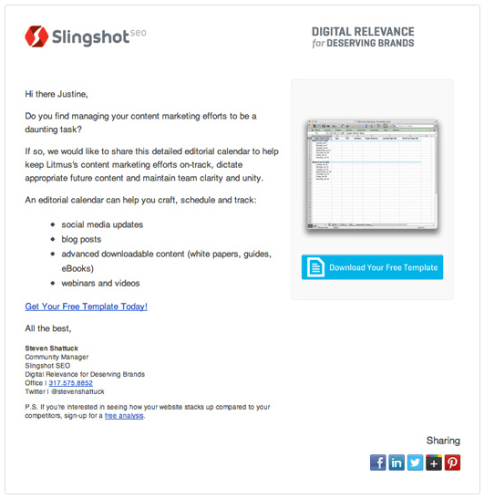 Emailing Personnalisation Newsletter - Slingshot