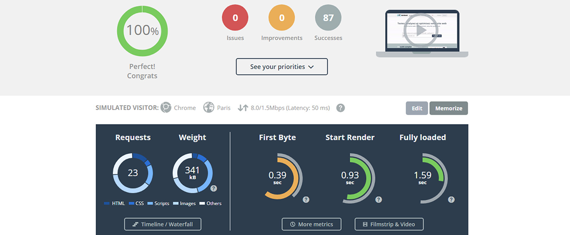 dareboost - outil testant la vitesse de chargement