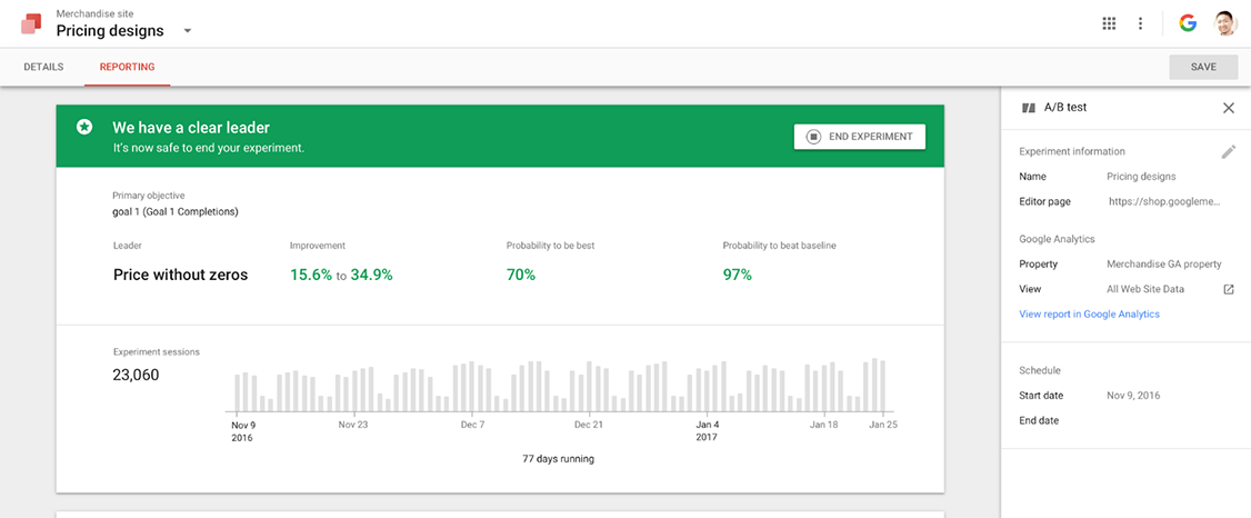 google optimize - outil d'a/b testing