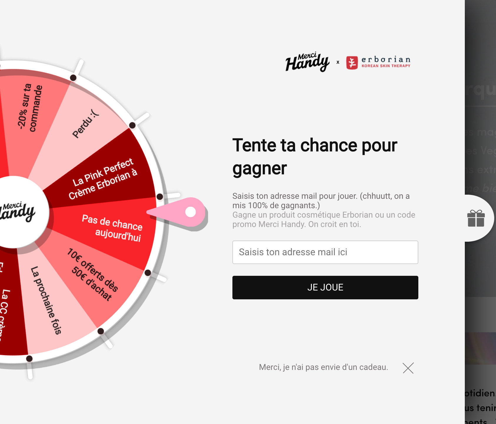 exemple de gamification par merci handy