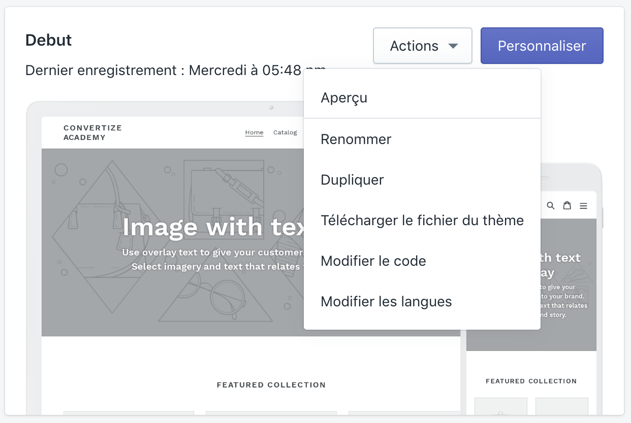 modifier le code sur Shopify