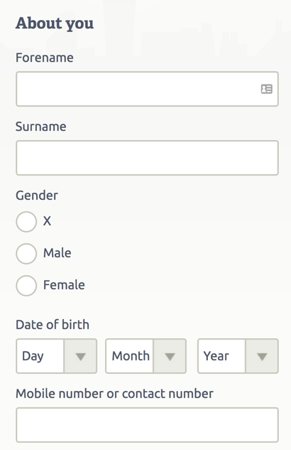 single column web form design