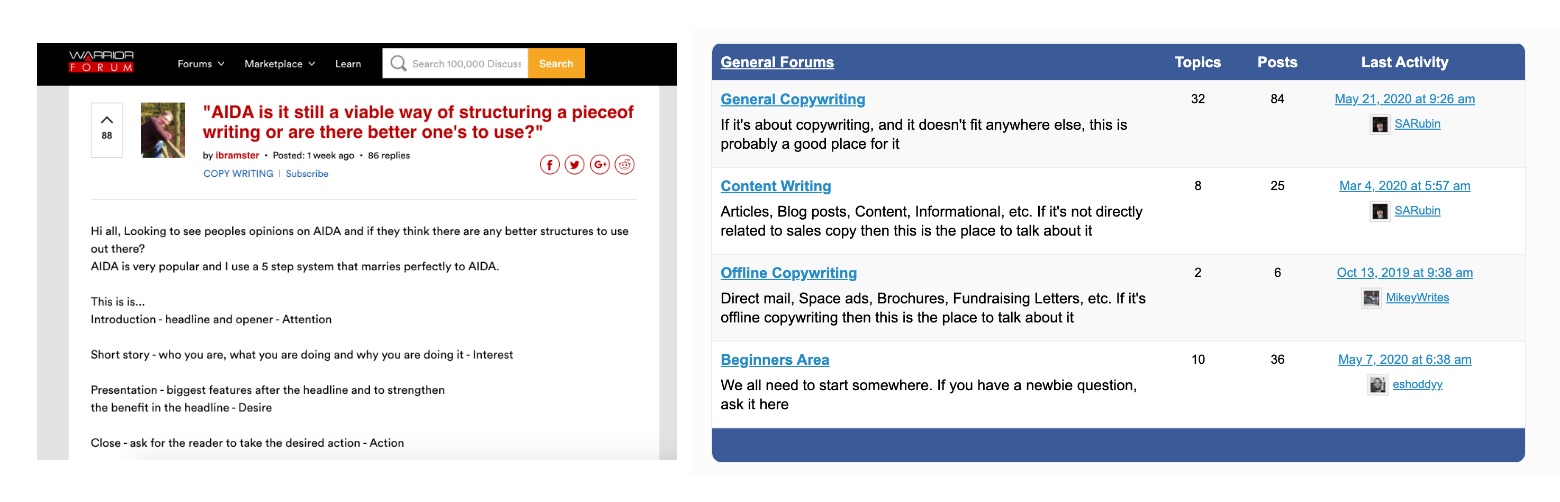copywriting tools forums